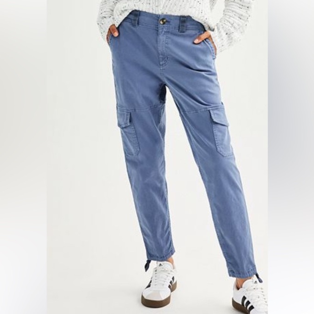 Women's Blue Straight Leg Cargo Pants